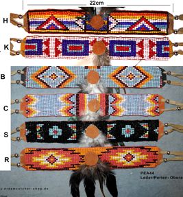 Indianerschmuck Stirnband Indianer Perlen 5 Reihig Rot Muster kann abweichen